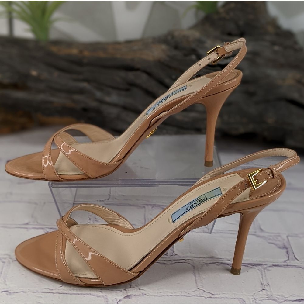 Prada Nude Criss Cross Sling Back Sandals - Picture 4 of 9